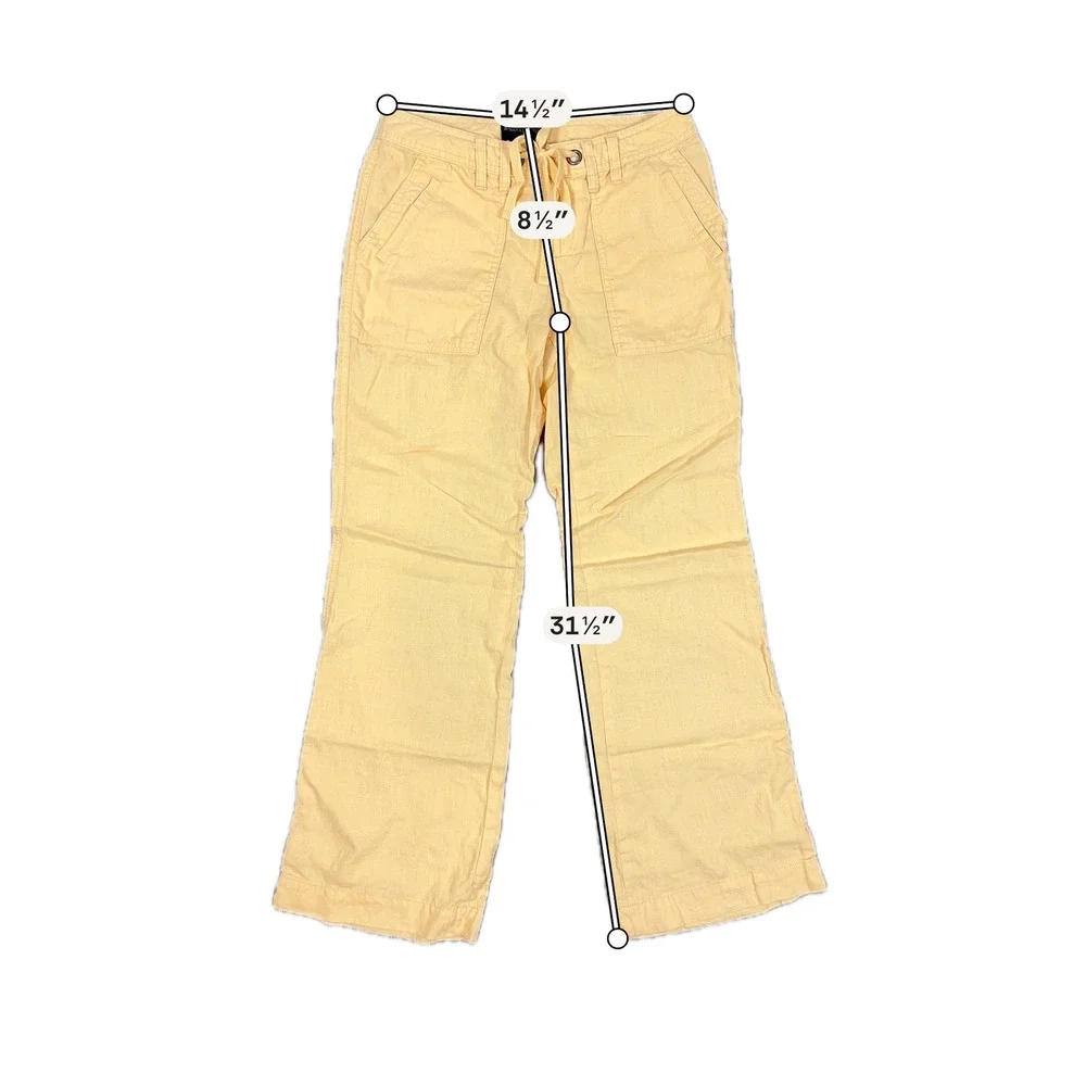 Y2K Banana Republic Light Orange Linen Cargo Style Pants 